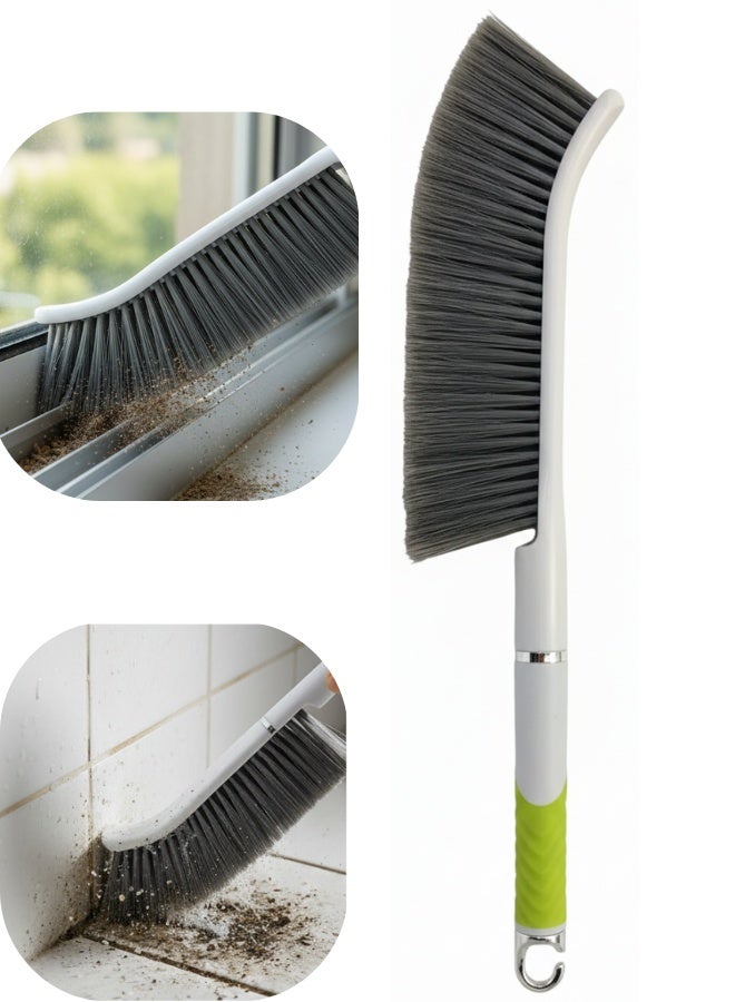 Multi-Function Deep Cleaning Brush with Curved Head for Hard-to-Reach Areas – Heavy Duty Cleaning Brush with Soft Flexible Bristles for Tough Stains Removal – Long Non-Slip Handle with Hanging Hook – Ideal for Bathroom, Kitchen, Tile Grout, Windows, Shoes and Car Interior Cleaning - Image 1
